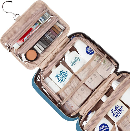 Travel Toiletry Bag for women, Portable Hanging Organizer for Travel-Sized Shampoo, Conditioner, Brushes Set, makeup Accessories, Medium Size, Pink