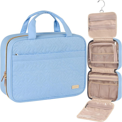 Travel Toiletry Bag for women, Portable Hanging Organizer for Travel-Sized Shampoo, Conditioner, Brushes Set, makeup Accessories, Medium Size, Pink
