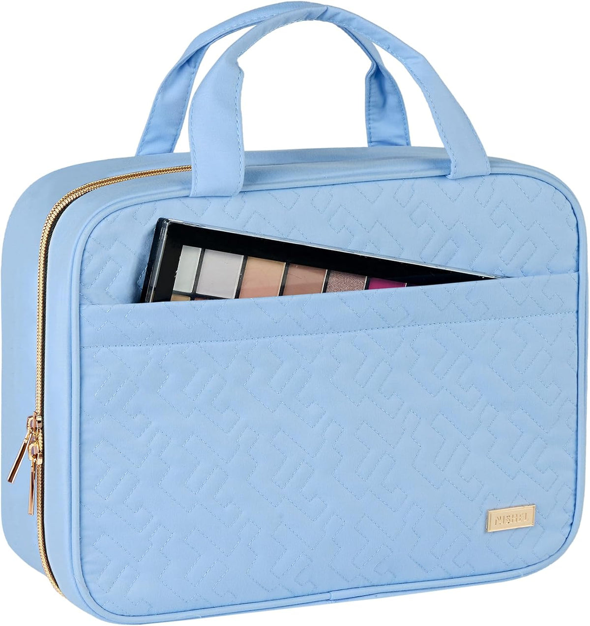 Travel Toiletry Bag for women, Portable Hanging Organizer for Travel-Sized Shampoo, Conditioner, Brushes Set, makeup Accessories, Medium Size, Pink