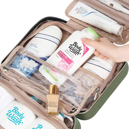 Travel Toiletry Bag for women, Portable Hanging Organizer for Travel-Sized Shampoo, Conditioner, Brushes Set, makeup Accessories, Medium Size, Pink