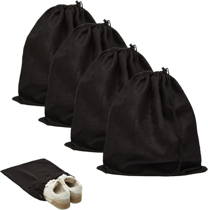 4-Piece Travel Shoe Bags for Packing, 17.7" x 13.8" Dustproof Shoe Bags with Drawstring Closure,Washable & Reusable(Beige)
