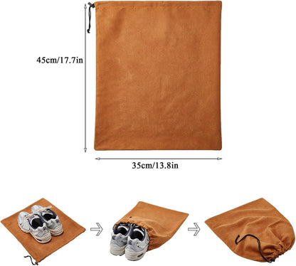 4-Piece Travel Shoe Bags for Packing, 17.7" x 13.8" Dustproof Shoe Bags with Drawstring Closure,Washable & Reusable(Beige)