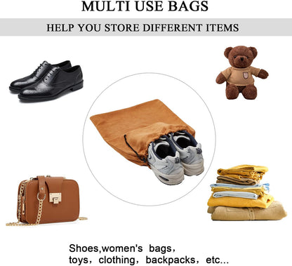 4-Piece Travel Shoe Bags for Packing, 17.7" x 13.8" Dustproof Shoe Bags with Drawstring Closure,Washable & Reusable(Beige)