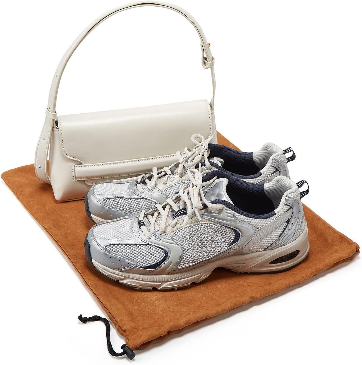 4-Piece Travel Shoe Bags for Packing, 17.7" x 13.8" Dustproof Shoe Bags with Drawstring Closure,Washable & Reusable(Beige)