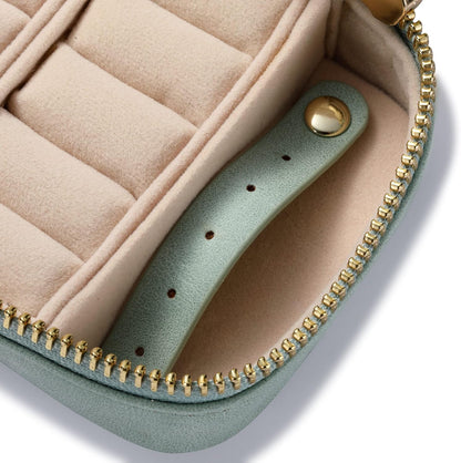 Vegan Leather Travel Jewelry Case with Zipper - Portable Necklace & Earring Holder Organizer for Women Girls, Velvet-Lined Ring Box with Anti-Tarnish Design, Cream