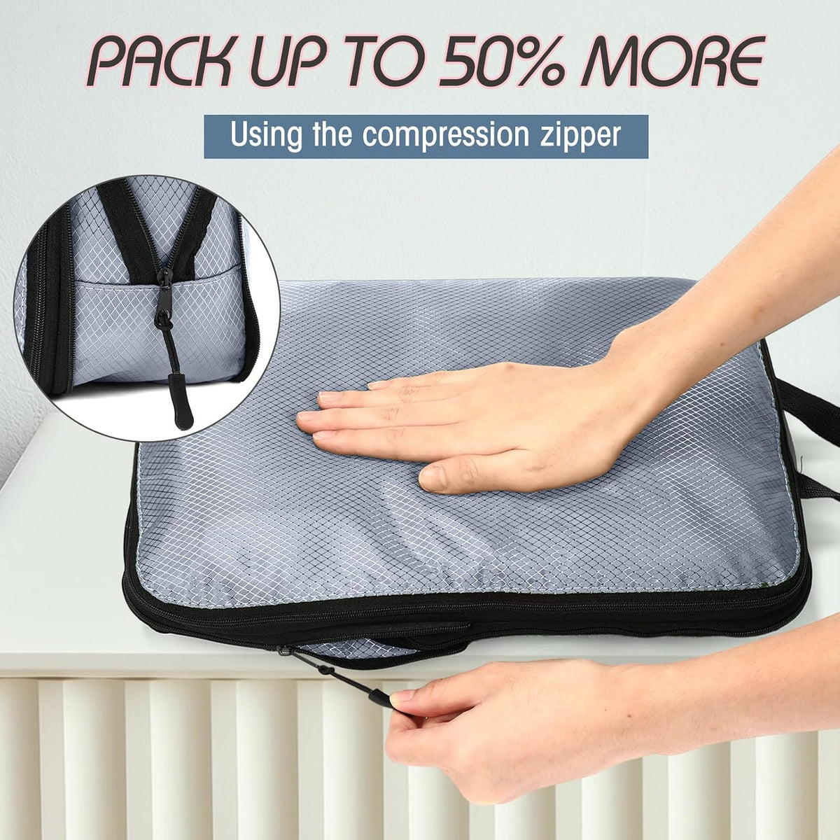 5 Pack Compression Packing Cubes for Travel Space Saving Cubes Luggage Organizer for Suitcase(Pastel,L)