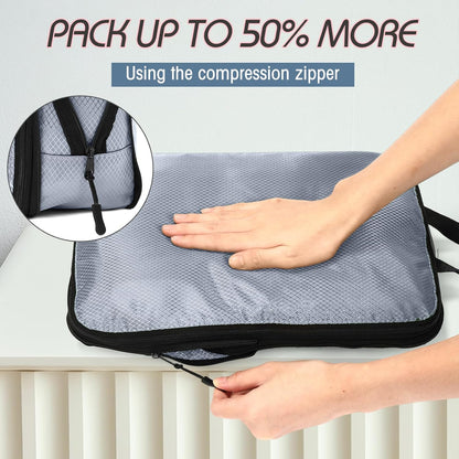 5 Pack Compression Packing Cubes for Travel Space Saving Cubes Luggage Organizer for Suitcase(Pastel,L)