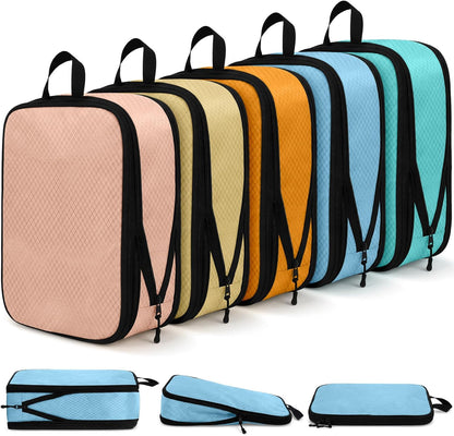 5 Pack Compression Packing Cubes for Travel Space Saving Cubes Luggage Organizer for Suitcase(Pastel,L)