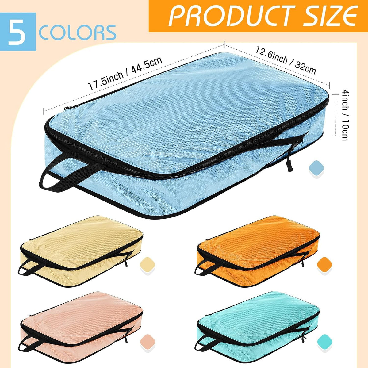5 Pack Compression Packing Cubes for Travel Space Saving Cubes Luggage Organizer for Suitcase(Pastel,L)