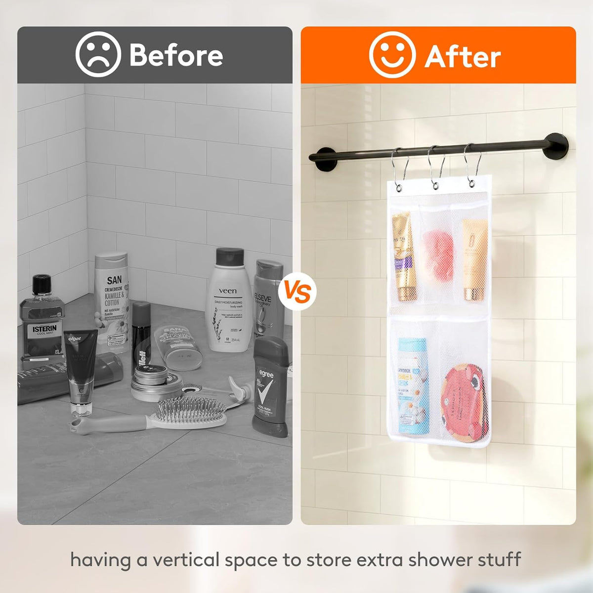 Cruise Essentials Shower Caddy Must-Have, 7 Pockets Hanging Bathroom Organizer with Quick-Dry Mesh, Portable Shower Bag to Storage Soap, Shampoo, for RVing, Travel, Camping, White, 2 Packs