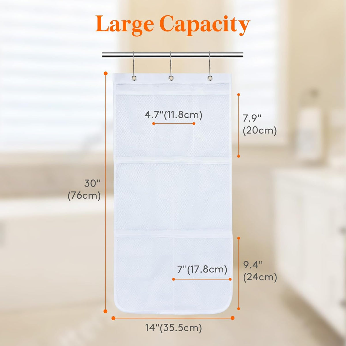 Cruise Essentials Shower Caddy Must-Have, 7 Pockets Hanging Bathroom Organizer with Quick-Dry Mesh, Portable Shower Bag to Storage Soap, Shampoo, for RVing, Travel, Camping, White, 2 Packs