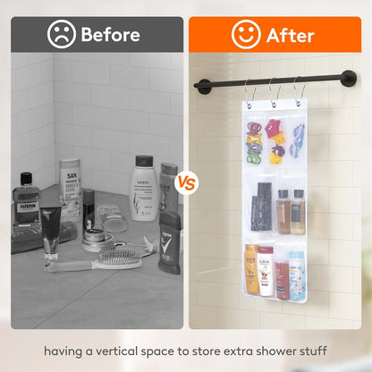 Cruise Essentials Shower Caddy Must-Have, 7 Pockets Hanging Bathroom Organizer with Quick-Dry Mesh, Portable Shower Bag to Storage Soap, Shampoo, for RVing, Travel, Camping, White, 2 Packs