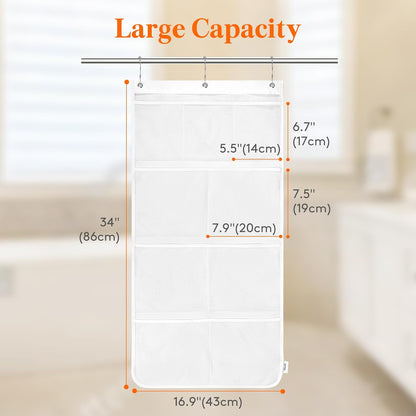 Cruise Essentials Shower Caddy Must-Have, 7 Pockets Hanging Bathroom Organizer with Quick-Dry Mesh, Portable Shower Bag to Storage Soap, Shampoo, for RVing, Travel, Camping, White, 2 Packs
