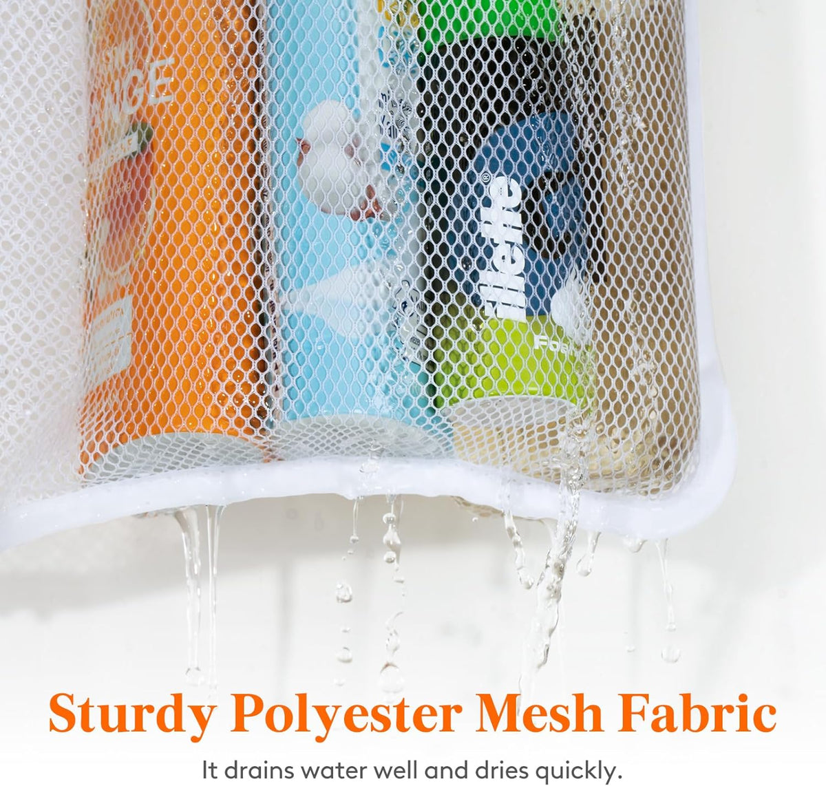 Cruise Essentials Shower Caddy Must-Have, 7 Pockets Hanging Bathroom Organizer with Quick-Dry Mesh, Portable Shower Bag to Storage Soap, Shampoo, for RVing, Travel, Camping, White, 2 Packs