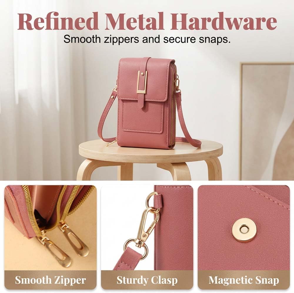 Touchscreen Phone Crossbody Bag for Women, 2026 Anti-Theft Leather Bag for Travel Daily | Touchscreen Phone