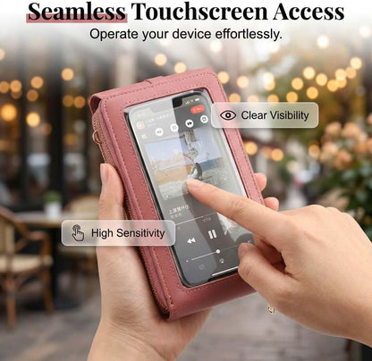 Touchscreen Phone Crossbody Bag for Women, 2026 Anti-Theft Leather Bag for Travel Daily | Touchscreen Phone