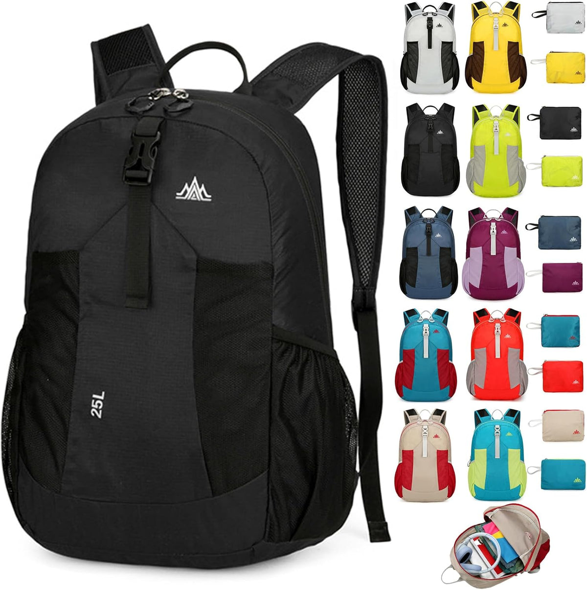 Foldable Waterproof Backpack, 25L Lightweight Packable Daypack, Outdoor Travel Camping Hiking Backpacking Packs (Purple)