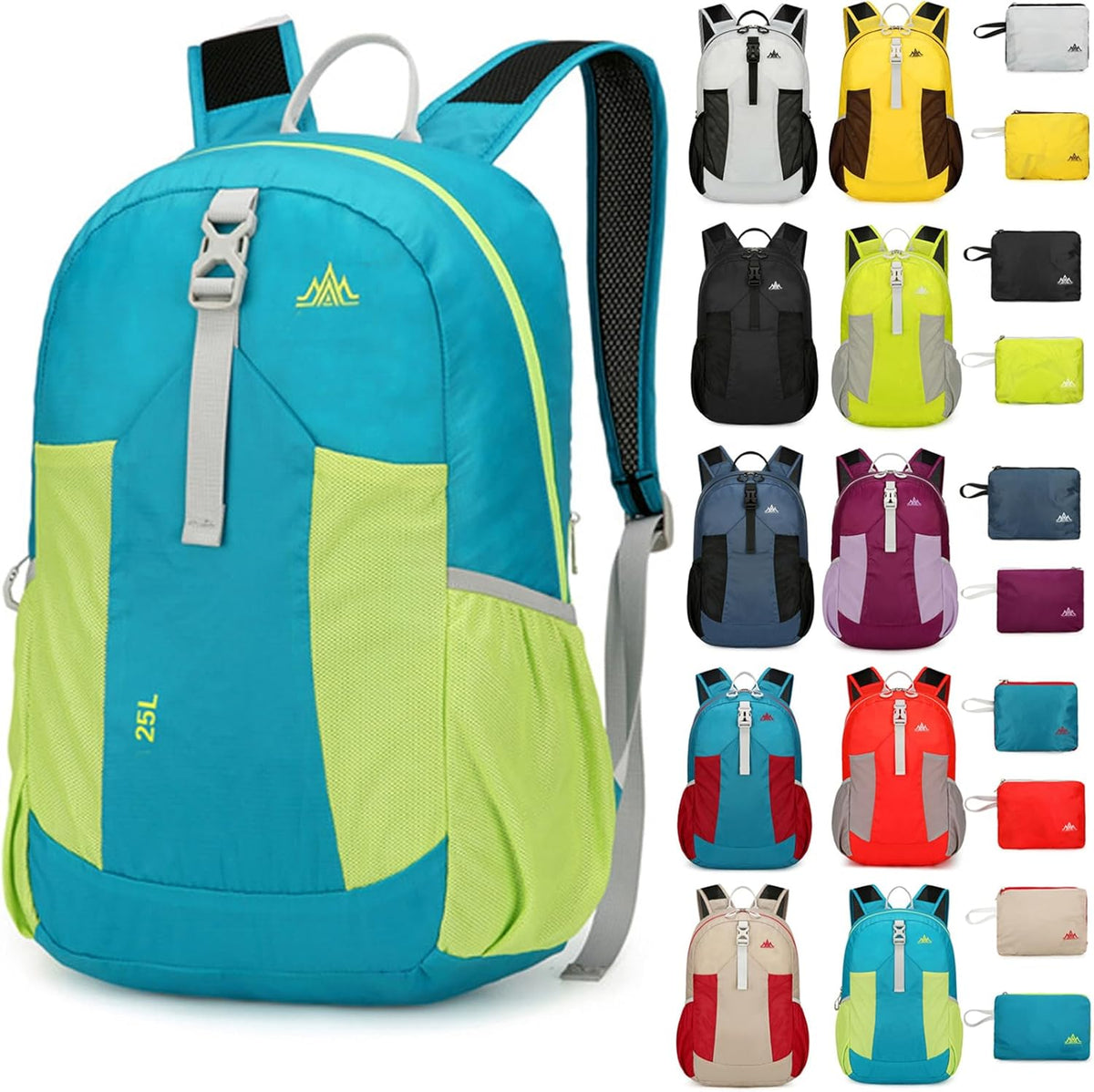 Foldable Waterproof Backpack, 25L Lightweight Packable Daypack, Outdoor Travel Camping Hiking Backpacking Packs (Purple)