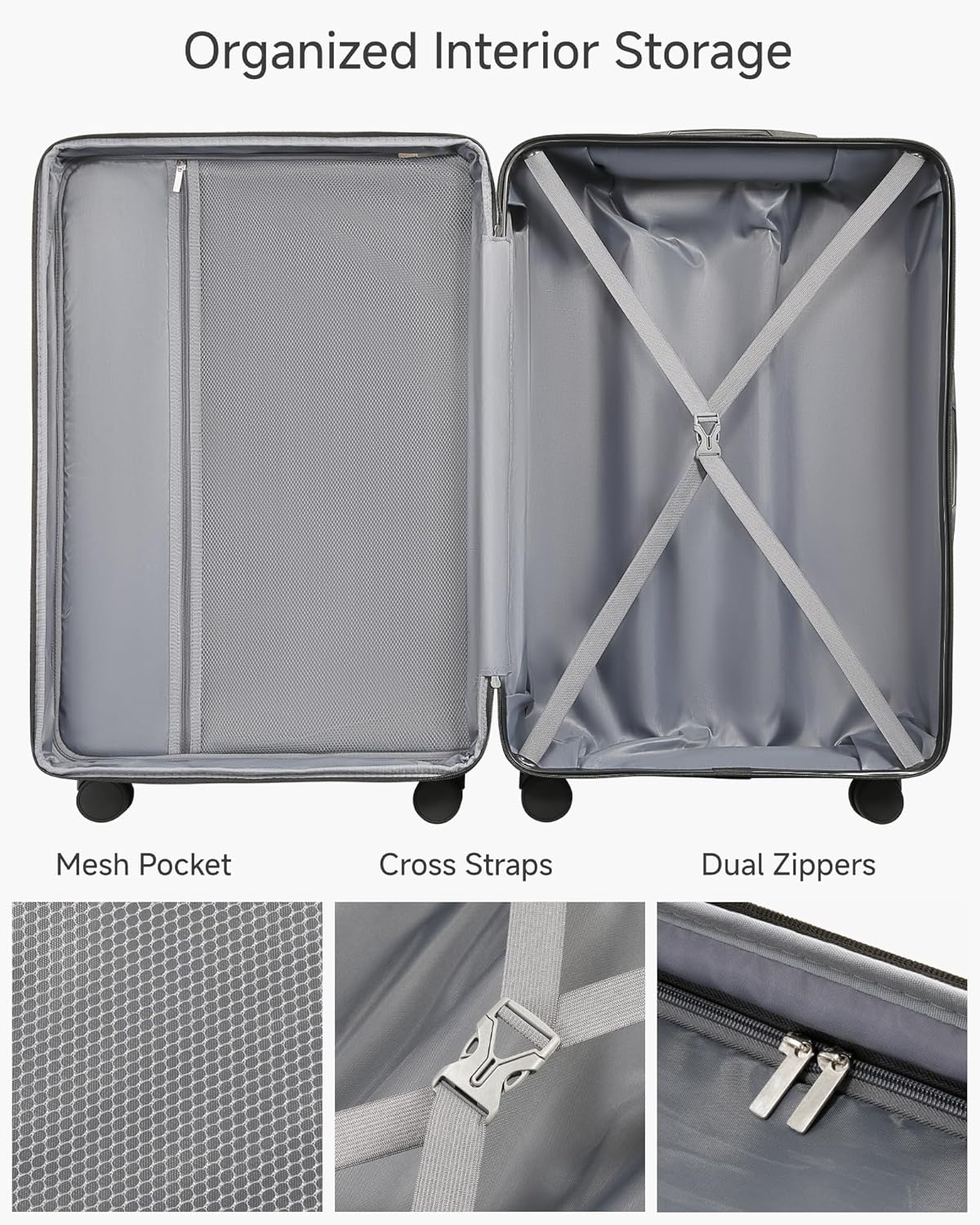 Carry On Luggage 22 x 14 x 9 Airline Approved, H1F Front Pocket Hardside Suitcase with Spinner Wheels, TSA Lock, Includes Tote Bag (FX-Lite, Black, Sets)