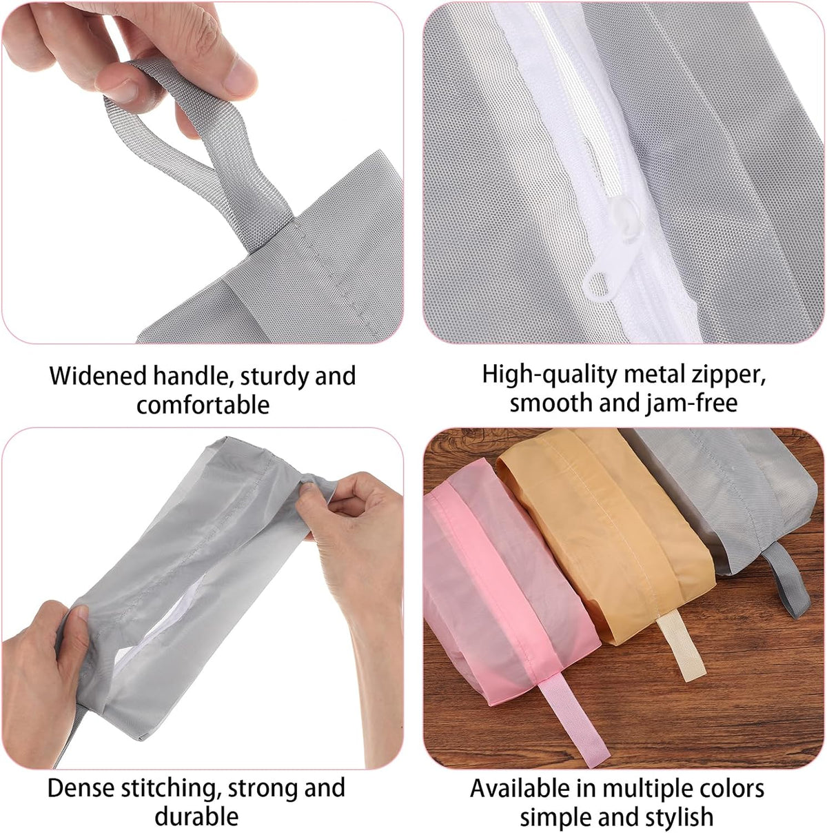 Portable 3PCS Travel Socks Underwear Organizer Bag with Zip, Compression Travel Toiletry Storage Bags with Handles Packing Pouches for Packing Cubes Suitcase Luggage Ties Panties Cosmetics