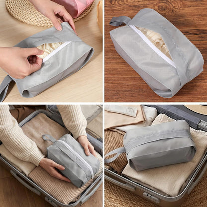 Portable 3PCS Travel Socks Underwear Organizer Bag with Zip, Compression Travel Toiletry Storage Bags with Handles Packing Pouches for Packing Cubes Suitcase Luggage Ties Panties Cosmetics