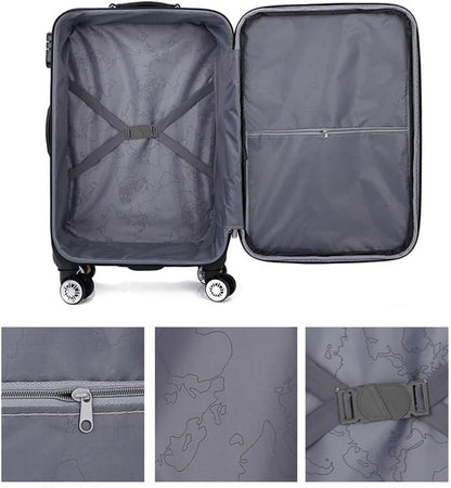 Luggage Softside Luggage with Spinner Wheels, Black,Expandable Softside Carry-On Trolley Suitcase