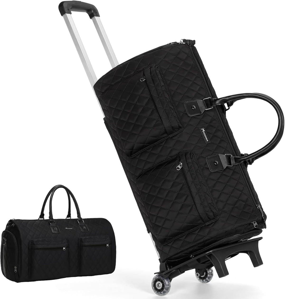 Convertible Rolling Garment Bag, Carry-On Duffle | 3-in-1 carry-on rolling duffle bag with wheels, suit carrier for overnight travel for both men and women