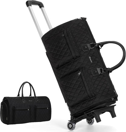 Convertible Rolling Garment Bag, Carry-On Duffle | 3-in-1 carry-on rolling duffle bag with wheels, suit carrier for overnight travel for both men and women