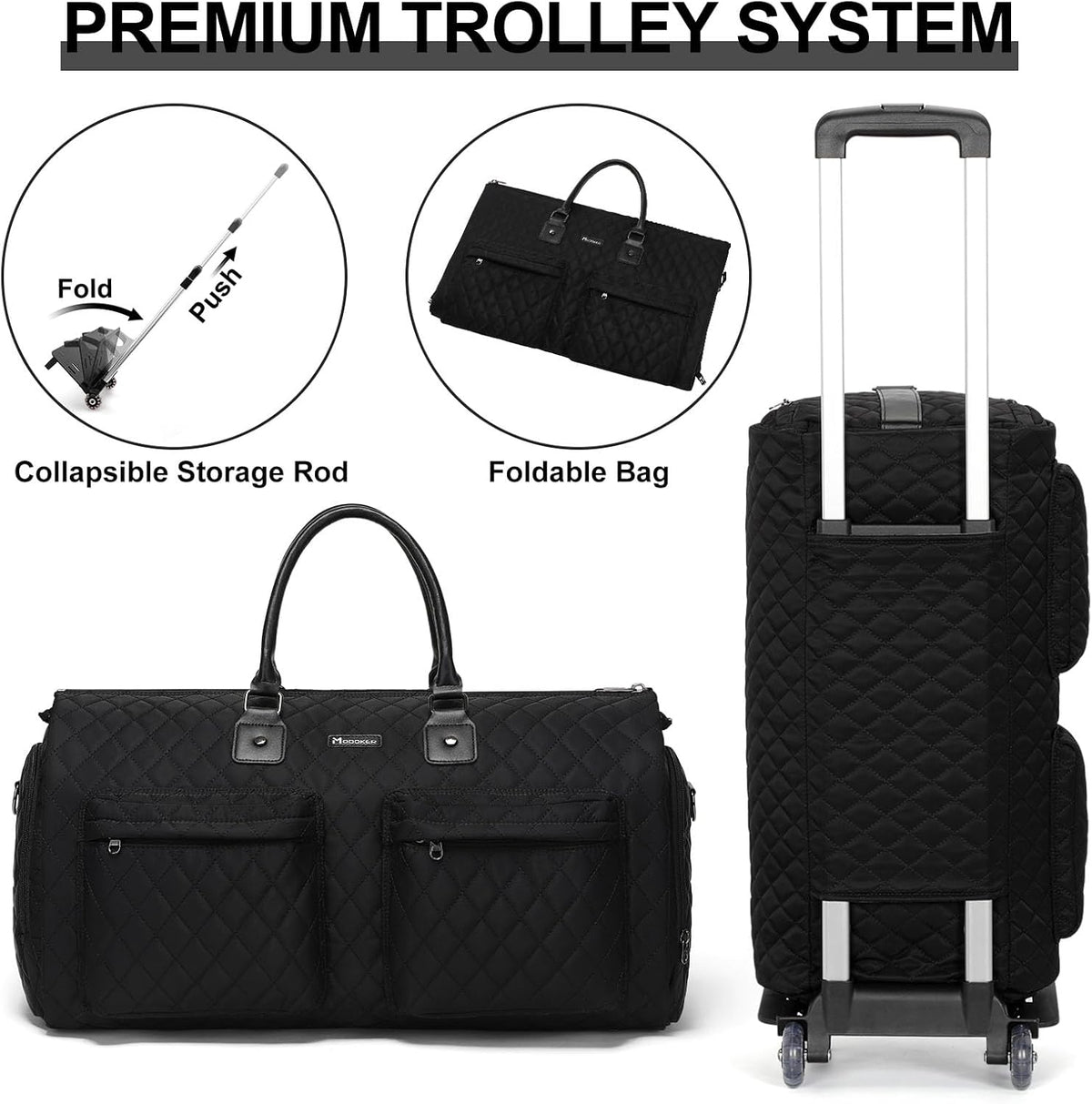 Convertible Rolling Garment Bag, Carry-On Duffle | 3-in-1 carry-on rolling duffle bag with wheels, suit carrier for overnight travel for both men and women