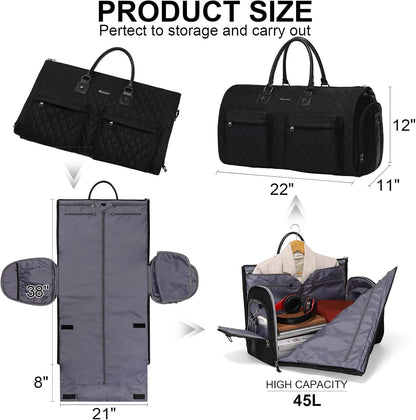 Convertible Rolling Garment Bag, Carry-On Duffle | 3-in-1 carry-on rolling duffle bag with wheels, suit carrier for overnight travel for both men and women