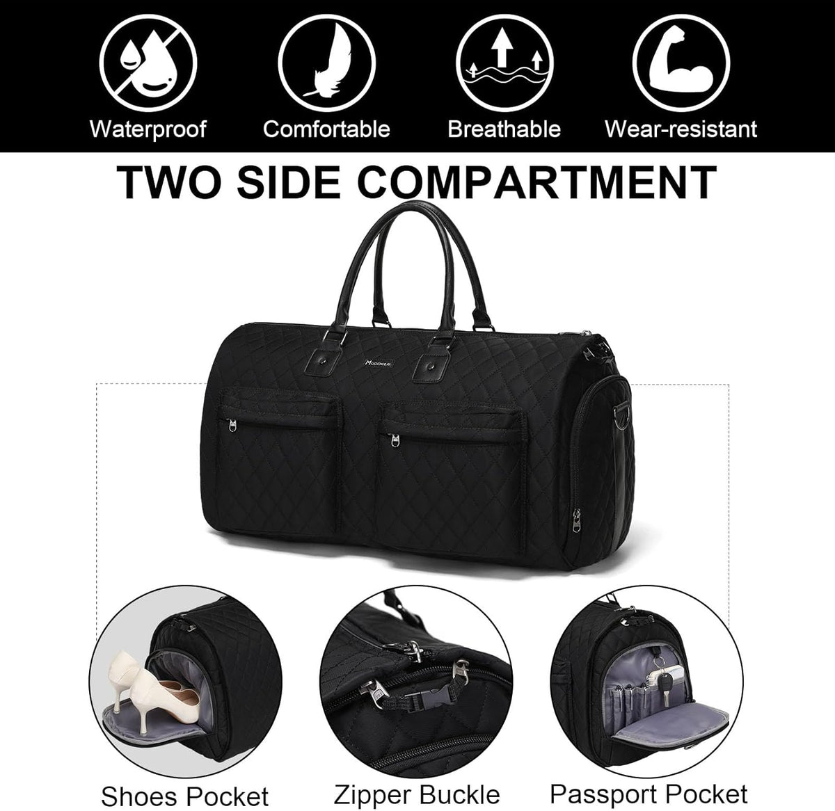 Convertible Rolling Garment Bag, Carry-On Duffle | 3-in-1 carry-on rolling duffle bag with wheels, suit carrier for overnight travel for both men and women