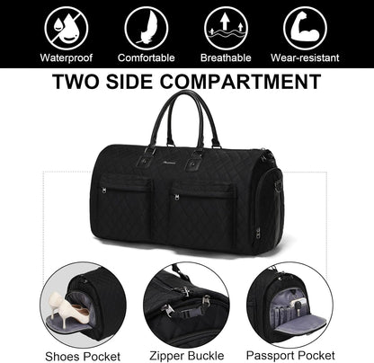 Convertible Rolling Garment Bag, Carry-On Duffle | 3-in-1 carry-on rolling duffle bag with wheels, suit carrier for overnight travel for both men and women