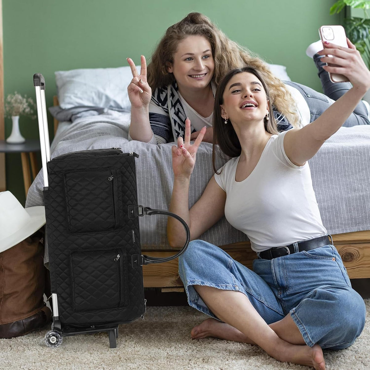 Convertible Rolling Garment Bag, Carry-On Duffle | 3-in-1 carry-on rolling duffle bag with wheels, suit carrier for overnight travel for both men and women