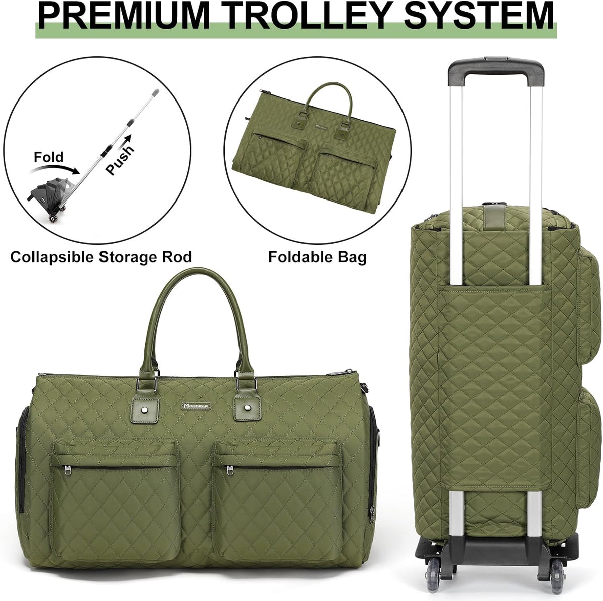 Convertible Rolling Garment Bag, Carry-On Duffle | 3-in-1 carry-on rolling duffle bag with wheels, suit carrier for overnight travel for both men and women
