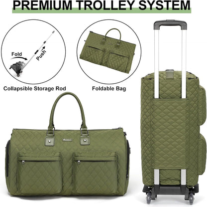 Convertible Rolling Garment Bag, Carry-On Duffle | 3-in-1 carry-on rolling duffle bag with wheels, suit carrier for overnight travel for both men and women