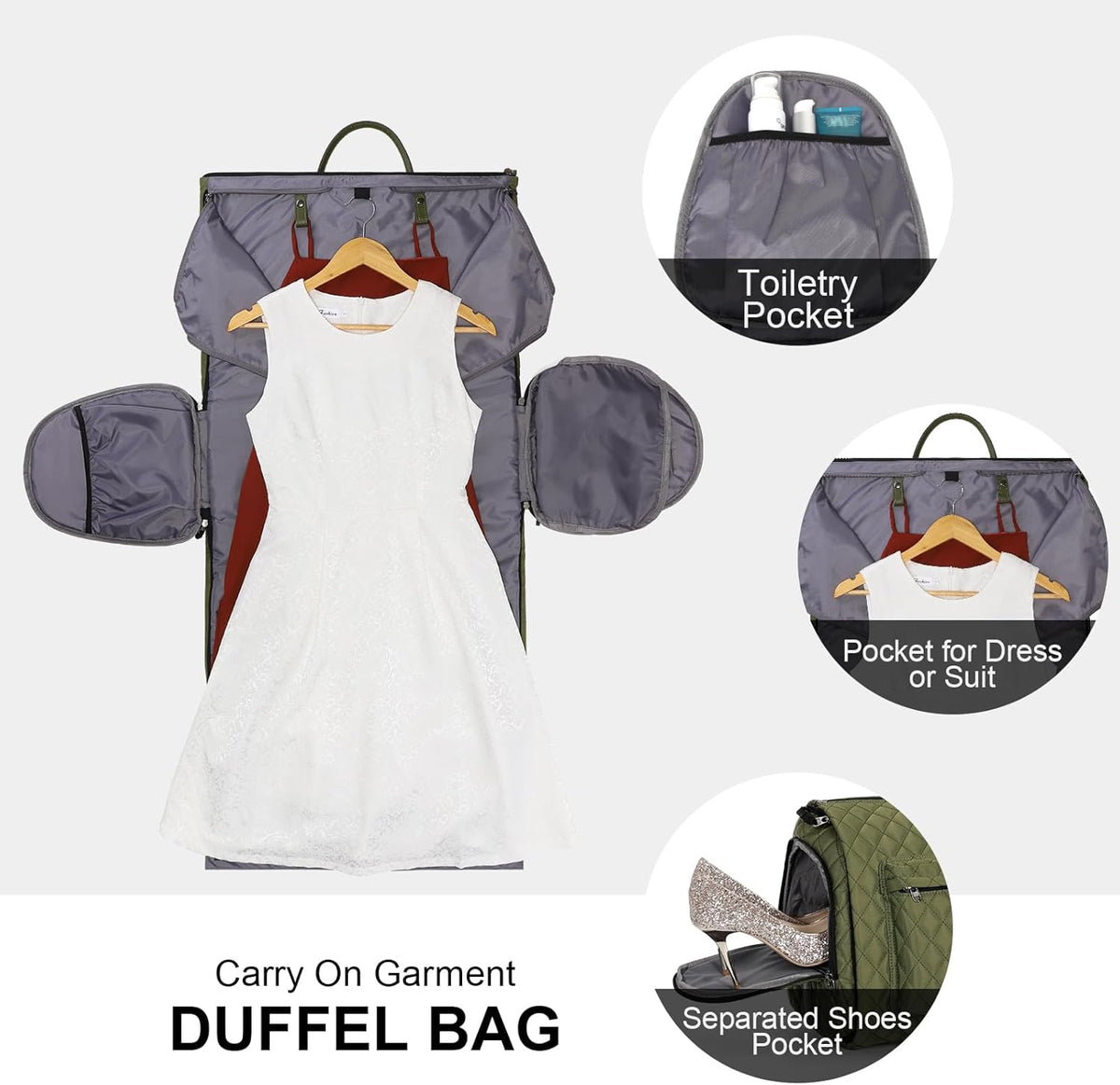 Convertible Rolling Garment Bag, Carry-On Duffle | 3-in-1 carry-on rolling duffle bag with wheels, suit carrier for overnight travel for both men and women