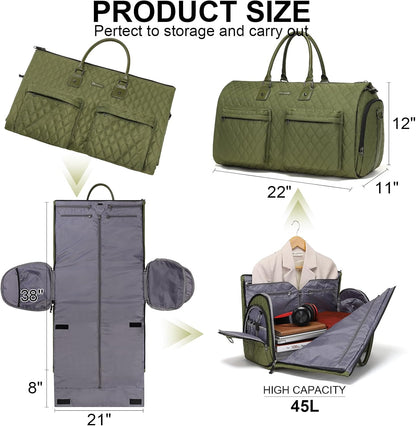 Convertible Rolling Garment Bag, Carry-On Duffle | 3-in-1 carry-on rolling duffle bag with wheels, suit carrier for overnight travel for both men and women