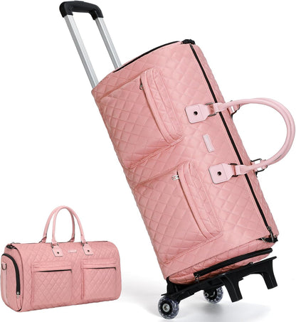 Convertible Rolling Garment Bag, Carry-On Duffle | 3-in-1 carry-on rolling duffle bag with wheels, suit carrier for overnight travel for both men and women