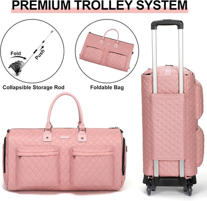 Convertible Rolling Garment Bag, Carry-On Duffle | 3-in-1 carry-on rolling duffle bag with wheels, suit carrier for overnight travel for both men and women