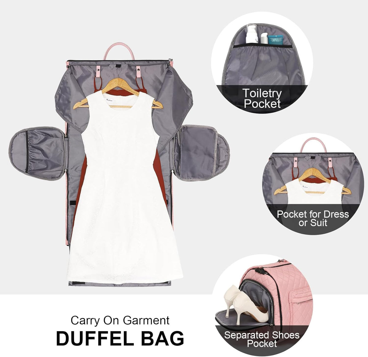 Convertible Rolling Garment Bag, Carry-On Duffle | 3-in-1 carry-on rolling duffle bag with wheels, suit carrier for overnight travel for both men and women
