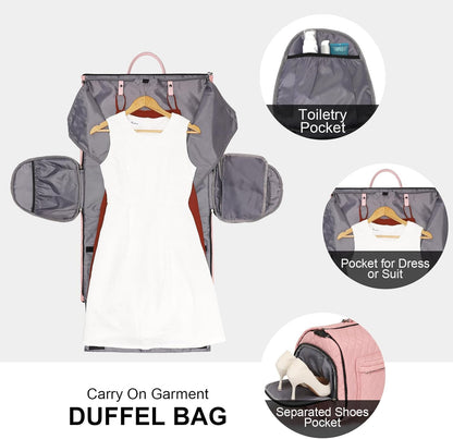 Convertible Rolling Garment Bag, Carry-On Duffle | 3-in-1 carry-on rolling duffle bag with wheels, suit carrier for overnight travel for both men and women