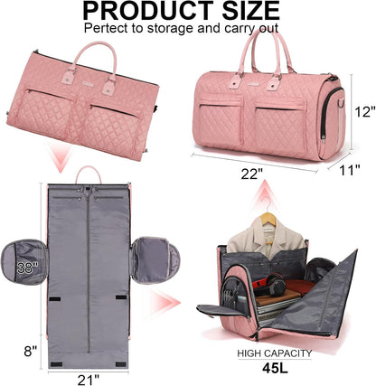 Convertible Rolling Garment Bag, Carry-On Duffle | 3-in-1 carry-on rolling duffle bag with wheels, suit carrier for overnight travel for both men and women