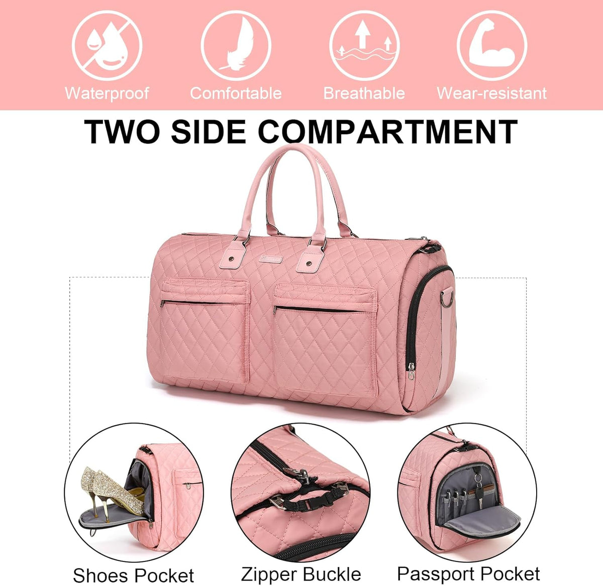 Convertible Rolling Garment Bag, Carry-On Duffle | 3-in-1 carry-on rolling duffle bag with wheels, suit carrier for overnight travel for both men and women