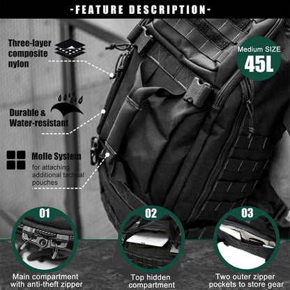3-in-1 Gym Bag Duffle Bags Backpack - Travel Bag with Shoes Compartment | Sports Duffel Bag for Men Women Ideal for Workout,Weekender,Military,Sports,Overnight,Basketball,Tactical,Football,Baseball