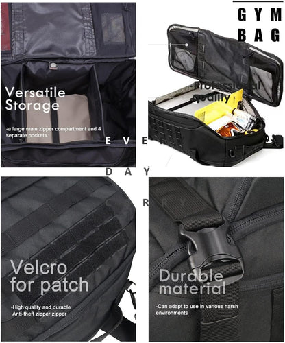 3-in-1 Gym Bag Duffle Bags Backpack - Travel Bag with Shoes Compartment | Sports Duffel Bag for Men Women Ideal for Workout,Weekender,Military,Sports,Overnight,Basketball,Tactical,Football,Baseball