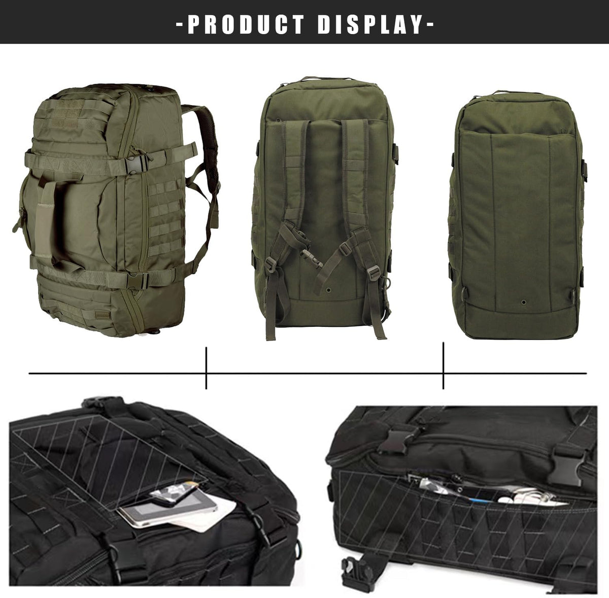 3-in-1 Gym Bag Duffle Bags Backpack - Travel Bag with Shoes Compartment | Sports Duffel Bag for Men Women Ideal for Workout,Weekender,Military,Sports,Overnight,Basketball,Tactical,Football,Baseball