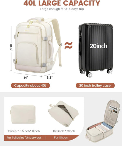 50L Rolling Backpack with Wheels, 18 Inch Carry On Luggage for Women, Water Resistant Wheeled Travel Backpack, Flight Approved Underseat Trolley Bag for Business, Overnight Trips, College