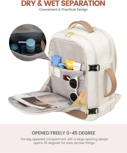 50L Rolling Backpack with Wheels, 18 Inch Carry On Luggage for Women, Water Resistant Wheeled Travel Backpack, Flight Approved Underseat Trolley Bag for Business, Overnight Trips, College