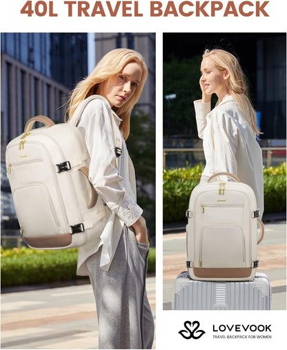50L Rolling Backpack with Wheels, 18 Inch Carry On Luggage for Women, Water Resistant Wheeled Travel Backpack, Flight Approved Underseat Trolley Bag for Business, Overnight Trips, College