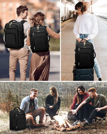 50L Rolling Backpack with Wheels, 18 Inch Carry On Luggage for Women, Water Resistant Wheeled Travel Backpack, Flight Approved Underseat Trolley Bag for Business, Overnight Trips, College